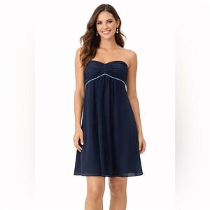Sail to Sable Silk Strapless Navy Dress NWOT